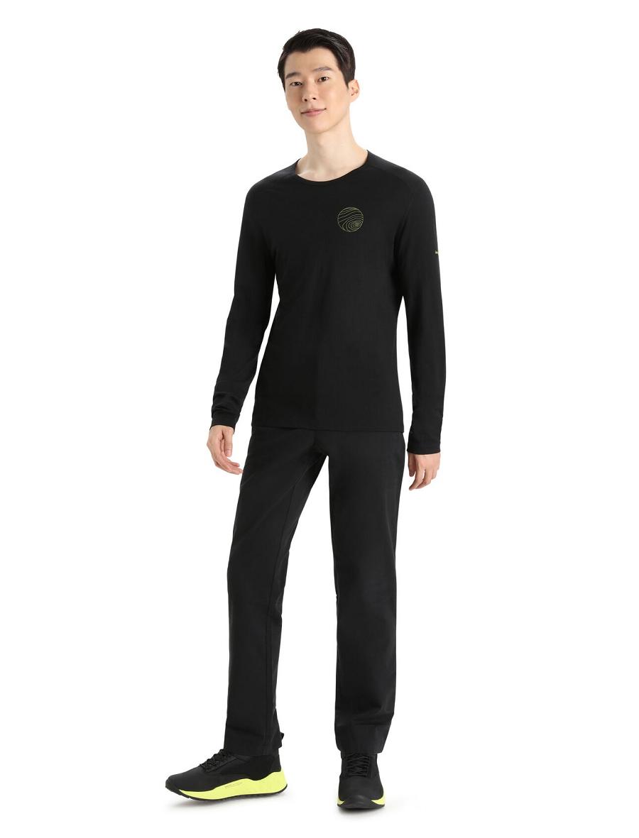 Base Layers Icebreaker Merino 200 Oasis Long Sleeve Crewe Alps 3D Homme Noir | FR 1351JPQJ